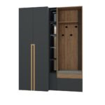dulap cuier pantofar, mobilier hol modern, dulap MDF vopsit, băncuță cuier hol, pantofar cu băncuță stejar, mobilier intrare.