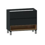 Mobilier baie suspendat Pirineo Plus 100cm antracit RAL 7016 cu fronturi frezate – Marsal.ro